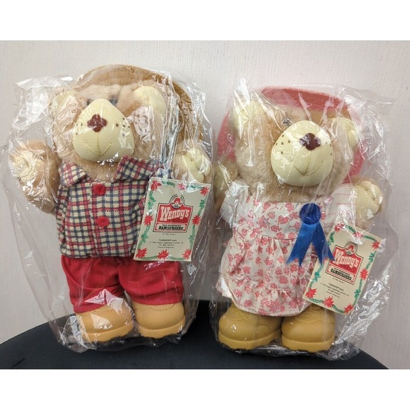 Wendy's Furskin 1986 Hattie & Boone 7" Plush With Tags In Bag - Picture 1 of 11